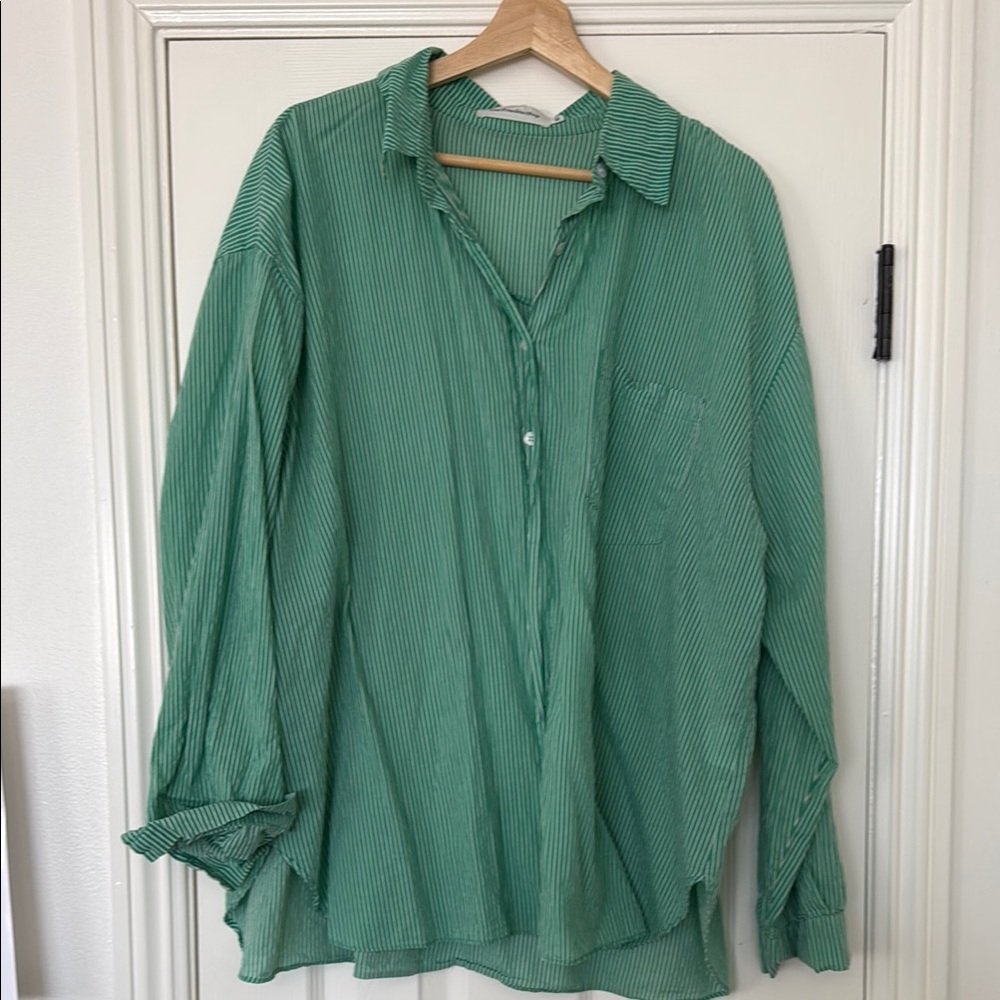 The Frankie Shop Idun Shirt - Emerald Stripe